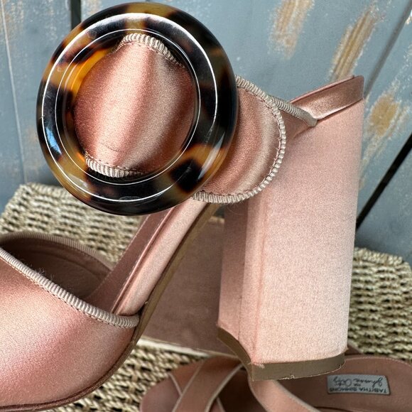 Tabitha Simmons For Johanna Ortiz Reyner Buckled Satin Block Heel Rose Sz 7 1/2 - Picture 11 of 16